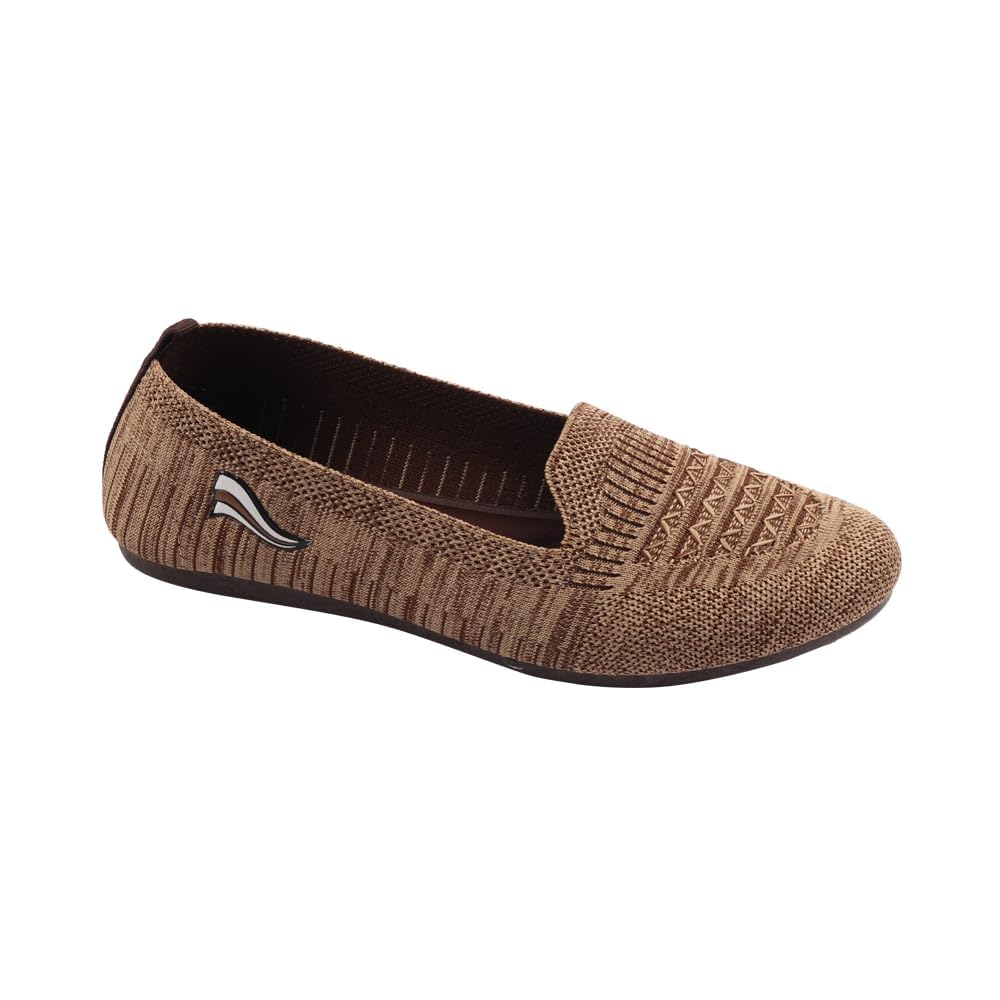 Ballerina Shoes for Women, Casual Slip-on Ballerinas, Stylish Slip on, Girls Soft Winter Footwear, Ladies Comfortable Sole Walking Ballet Shoe, Brown