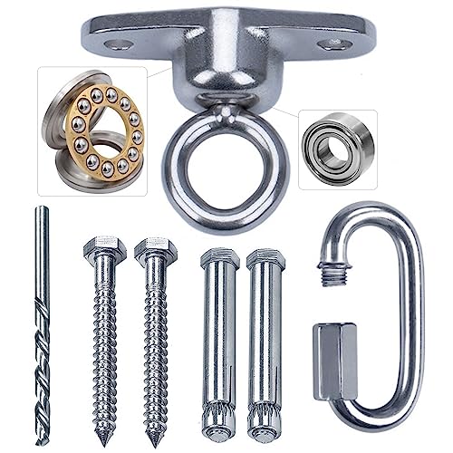 WWFFEN Bearing Swing Hanger Antirust Heavy Duty 360°Rotation 1500LB Capacity Playground Yoga Hammock Chair, Rope sandbag Porch Swing