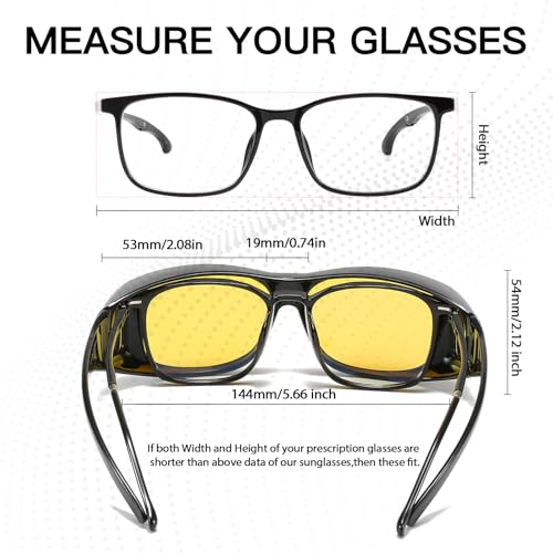 SIPHEW Night Vision Driving Glasses Fit Over Glasses for Men Women Wrap Around Anti Glare Polarized Yellow Glasses3