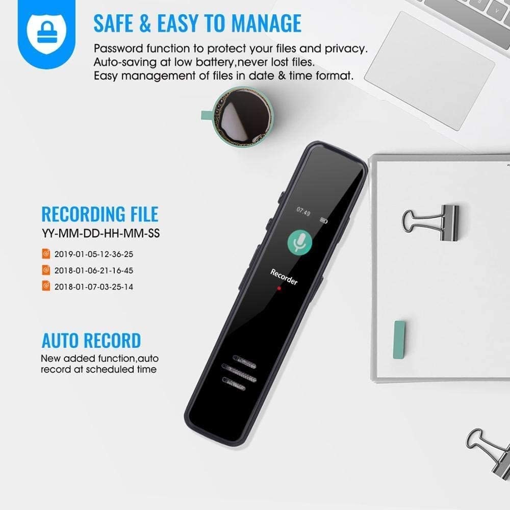 Registratore digitale - Facile registrazione HD di lezioni e riunioni con microfono, riduzione del rumore audio, suono, mini dittafono portatile a nastro, MP3, USB, 3072 KBPS(32GB)