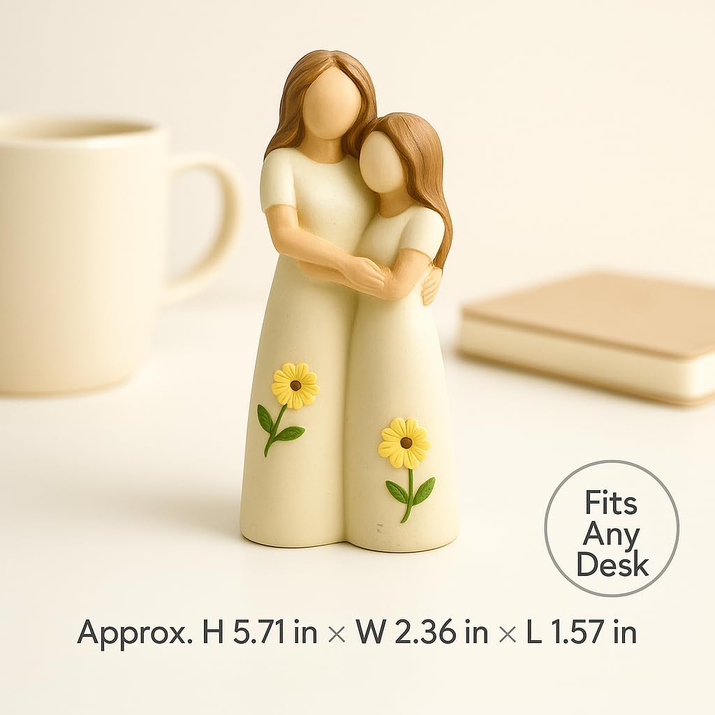 iStatue Mother Daughter Figurine – Hand-Painted Resin Hugging Statue, Ivory Home Décor Keepsake, Great for Women, Birthday for Mom (Beige) - Image 5