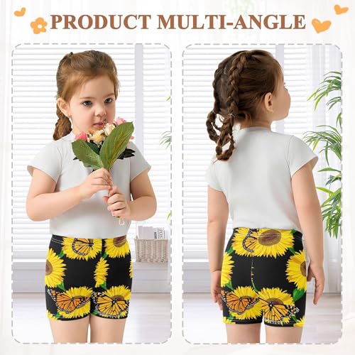 Cotton Under Dress Shorts Funny Vibrant Sunflowers Butterfly Black Toddler Girl Biker Shorts 4t Dance Clothes4