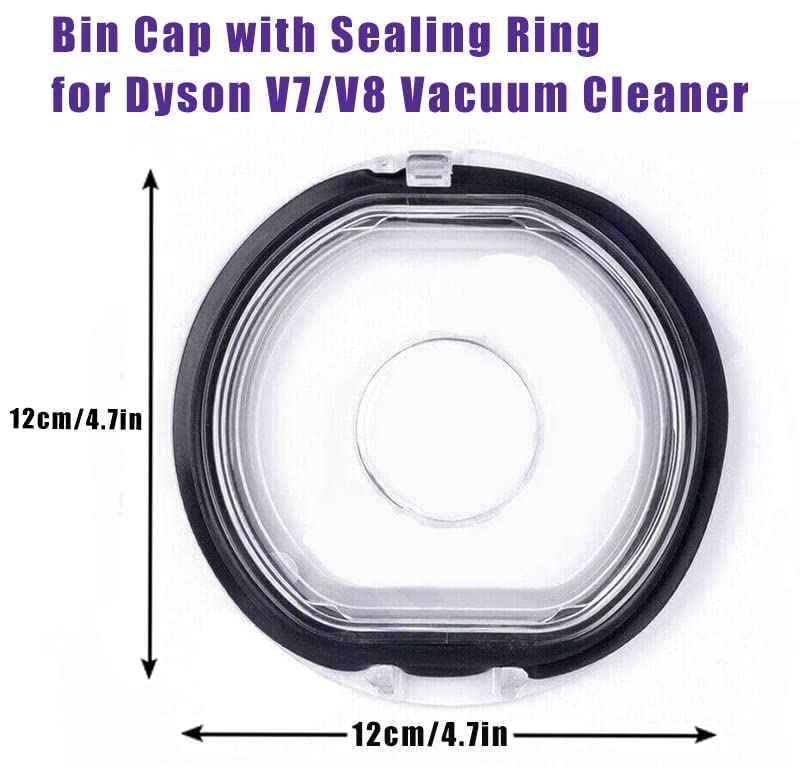 Image of Bin Lid Cap for Dyson V7 V8 Vacuum Cleaner Replacement Cover with Sealing Ring