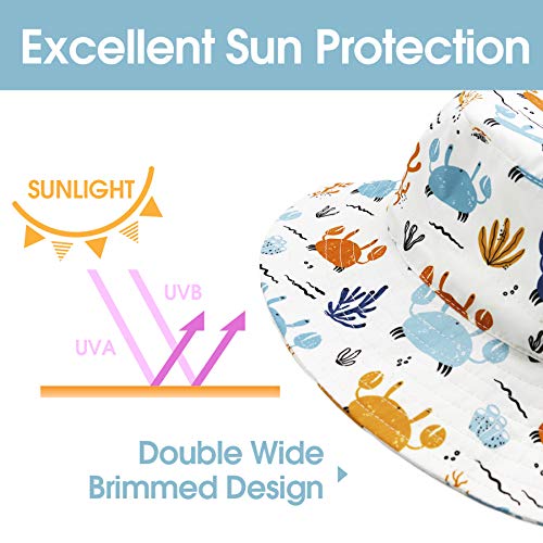 Toddler Sun Hat Baby Summer Hat Upf 50+ Baby Boy Beach Hat Bucket Hat With Wide Brim Kids Caps For Baby Girls Crab 2-4T #TOP1