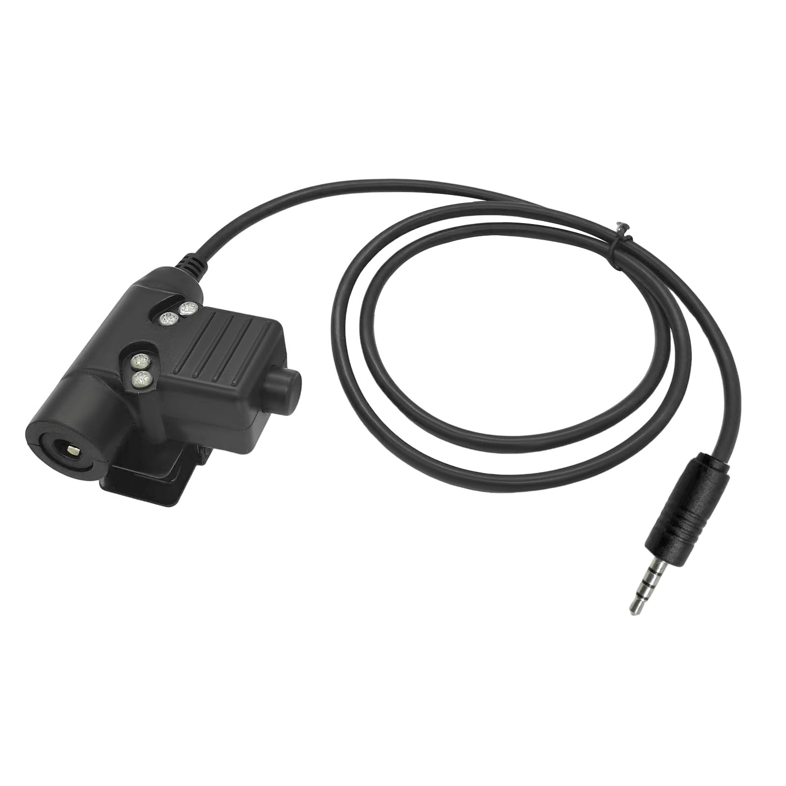 Adaptador de botón de radio bidireccional Jack U94 Ptt de 3,5 mm compatible con teléfonos móviles (negro, cable civil)