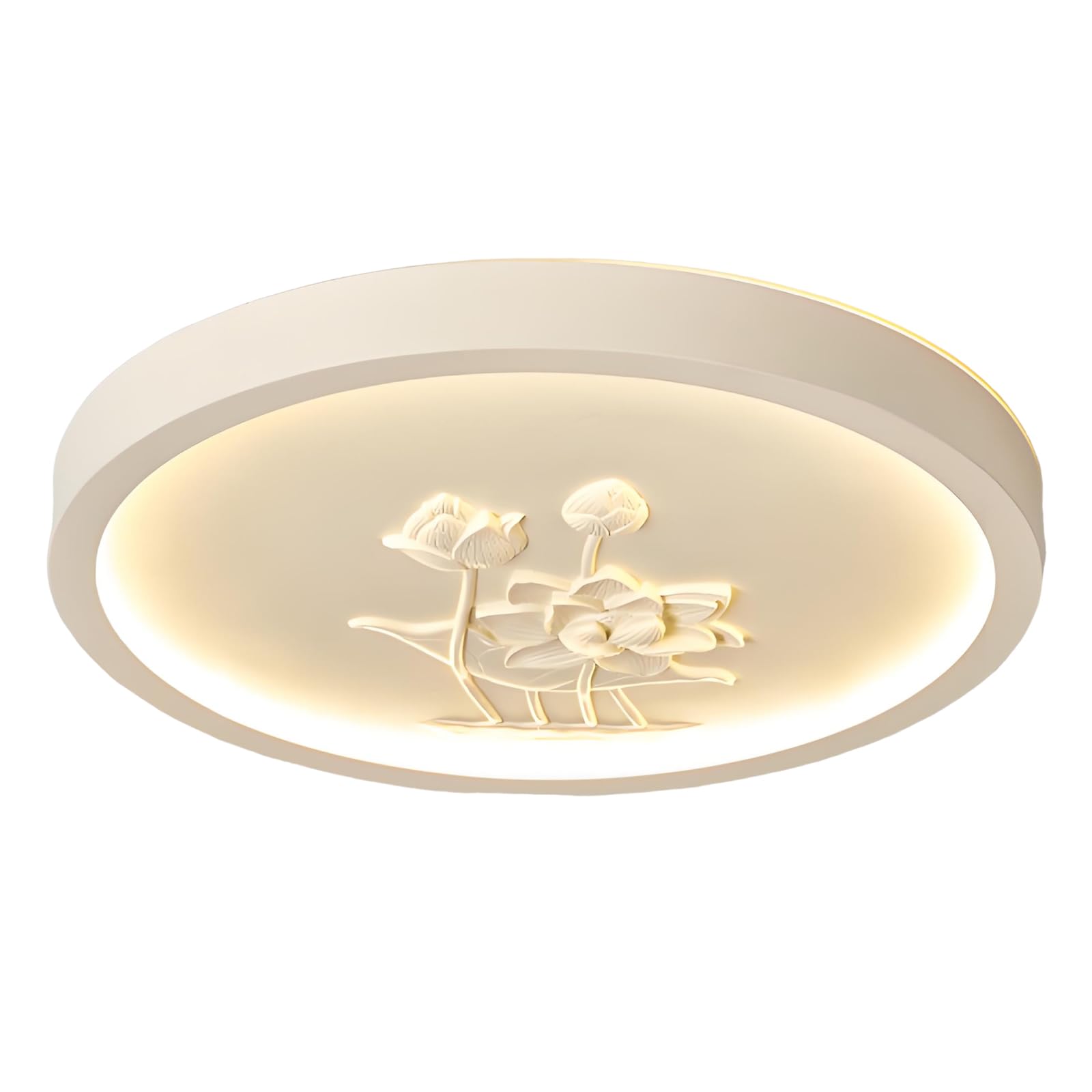 YNVIOZM LED Flush Mount Ceiling Light Fixture with Resin Carved Floral Design, 3 Color Temperatures Adjustable Lighting Fixtures, Modern Ultra-Thin Ceiling Lamp for Bedroom Kitchen