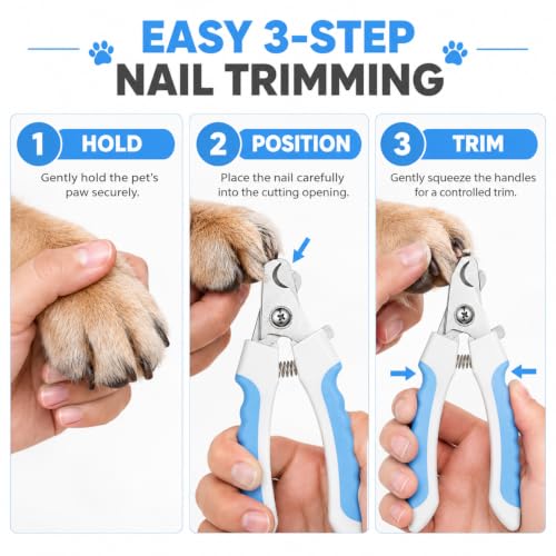 Image of Emily Pets Dog Nail Clippers Professional Pet Nail Clipper & Trimmers with Safety Guard to Avoid Over Cutting, Grooming Razor with Nail File for Medium and Large Dog and Cat, Red