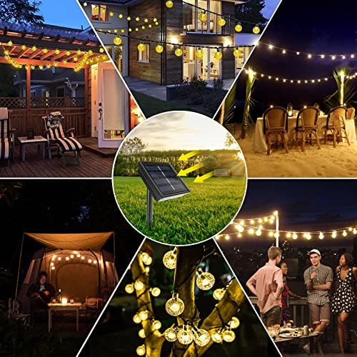 UpgradeUSB/Solar PoweredHalloween Solar Fairy Lights Garden Lights Outdoor,50LED 8M/26Ft & IP65 Waterproof Fairy Lights,Crystal Ball String Lights for Tree, Patio, Yard, Party, Halloween Decoration