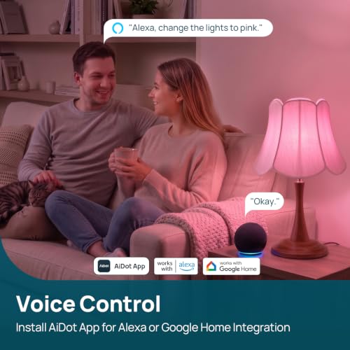 Image of Linkind WiFi Smart Light Bulbs, Alexa & Google Home Compatible, RGBTW 16M Color Changing, Dimmable Mood Lighting, A19 E26 WiFi Bulb 60W 800LM 8 Pack