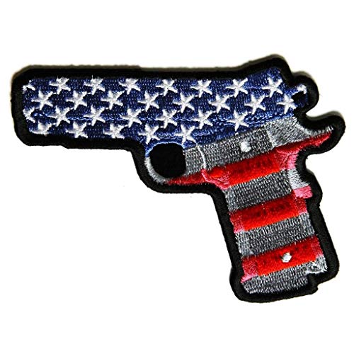 Image of Motohog Unique Embroidered Iron & Sew on Patch (Pistol, Multicolor) 3X2.7 inches