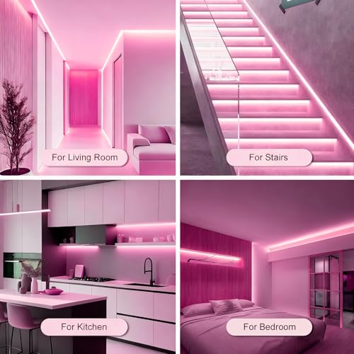 Image of ZSLAIFU Battery Powered LED Strip Lights, 3.3FT COB LED Strip Light, Battery Operated LED Lights, Pink LED Strip Lights Battery Powered for Closet, Cabinet, Shelf, Kitchen, DIY Lighting