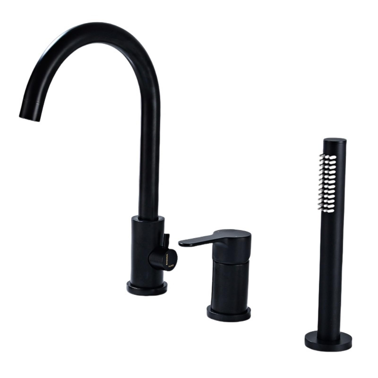 SBCGFY Black Bath Shower Mixer Tap - Deck Mounted 360° Rotating Bath Taps With Handheld Showerhead - Modern Bathroom Faucet For Tub & Shower System,Black
