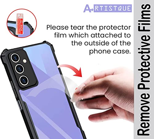 Image of A rtistque Clear Hard Transparent Acrylic Armor Anti-Drop Shockproof TPU Edge Back Cover Case for Samsung Galaxy A54 5G - Black