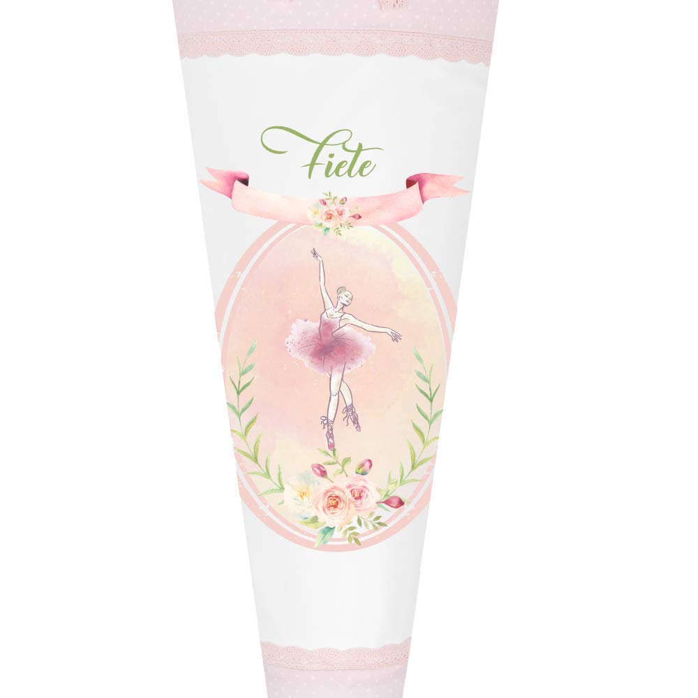 Ballerina Schultüte mit Namen aus Stoff 70cm groß
