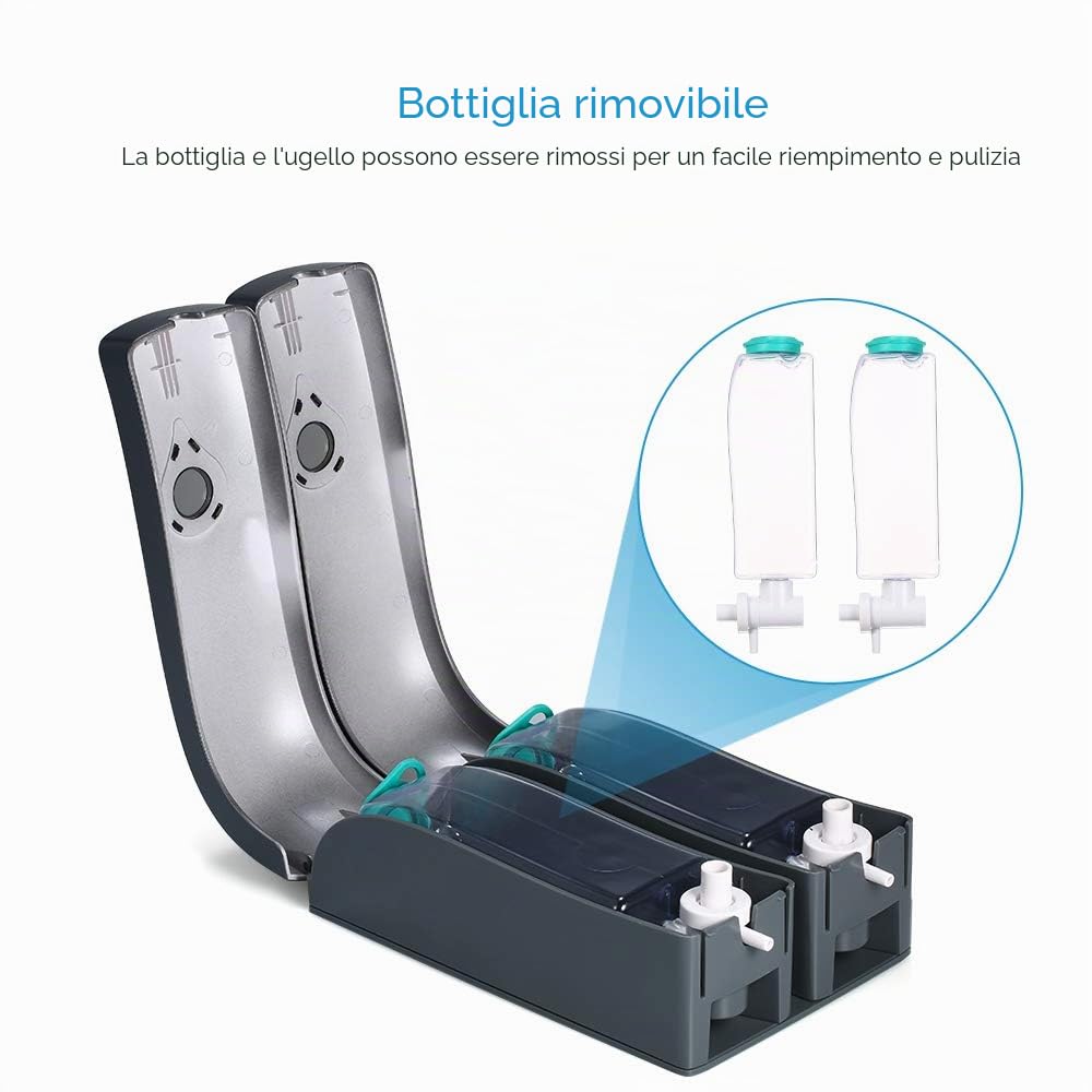 Decdeal 1 300ML x2 Manuale Dispenser di Sapone, Bagno Doccia Gel Shampoo Liquido Disinfettante Distributore di Dispenser,Senza Foratura（Grigio）
