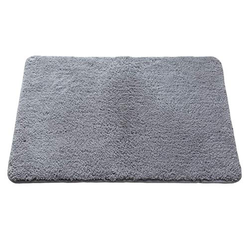 Plenmor - Alfombrilla de baño de microfibra de alta densidad para baño, supersuave, lavable a máquina, para ducha, dormitorio, sala de estar (45 x 70 cm, 1,8 cm de grosor, gris)