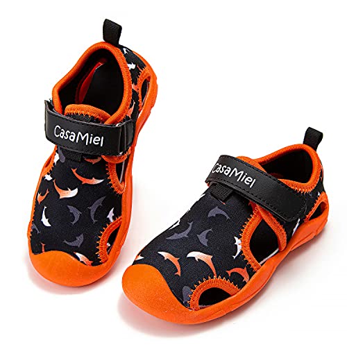 CasaMiel Kids Toddler Water Shoes –Children Outdoor Sports Quick-Dry Water Shoes for Kids Sandals Big Little Toddler Boys Girls Sandals Hook-and-Loop Beach Pool Garden Play Shoes