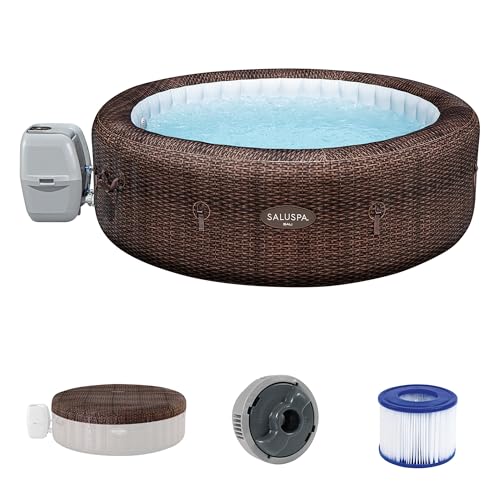 Bestway SaluSpa Bali 5 to 7 Person Inflatable Hot Tub, Round Energy-Efficient Portable Outdoor Spa with 180 AirJets, 85' x 28'