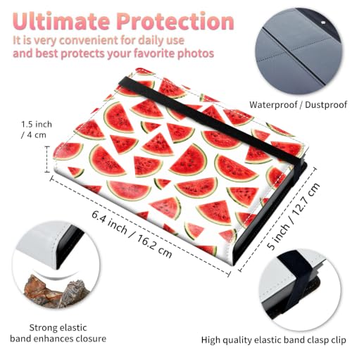 Image of Watermelon Photo Album 4x6 120 Pockets Photos with Strong Elastic Band, Small Mini Albums Sheet Protector Folder for Photos, Album for Family Wedding Anniversary Baby Women Men Vacation Gift