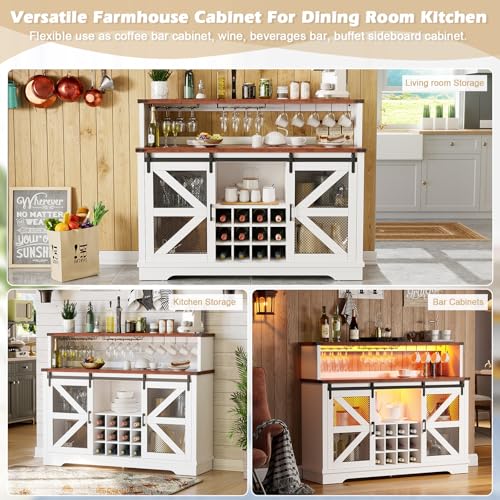 Pakaseptfarmhousewinebarcabinetwithledlightsliquorcabinetcoffeebarcabinetwslidingbarndoorglassracksideboardbuffetcabinetwithstorageshelvesforlivingdiningroomhomewhite Urban Country Home Decor Pakasept farmhouse wine bar cabinet with led lights liquor cabinet coffee bar cabinet wsliding barn doorglass racksideboard buffet cabinet with storage shelves for livingdining roomhomewhite urban country home decor