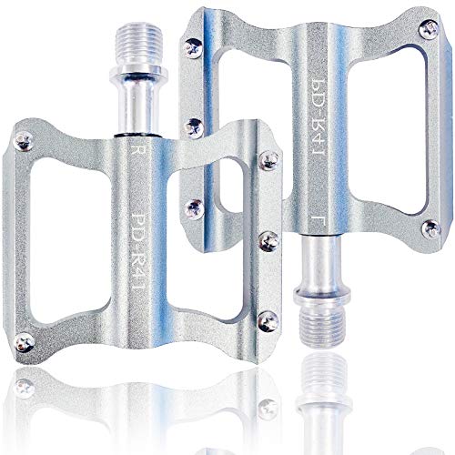 UIBYRIU MTB Pedals BMX Mountain Bike Pedals Road Bike Pedals Flat Fixie Pedals Non-Slip Lightweight Aluminum Pedal 9/16