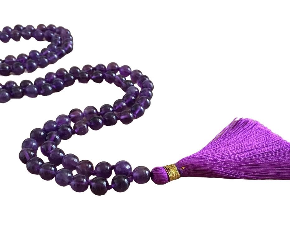 Natürliche AAA brasilianische Amethyst Mala 108 Mala Halskette 10mm geknotete 108 Mala Perlen, 108 Gebet 10mm Perlen, buddhistische Meditation Japa Mala