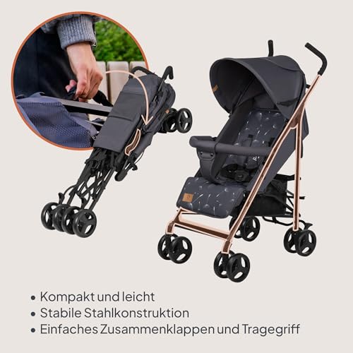LIONELO Elia Buggy Klein Zusammenklappbar Kinderwagen Bis 15 Kg, Rücken Und Fußstützenverstellung Hinterradbremse, Moskitonetz, Einkaufskorb