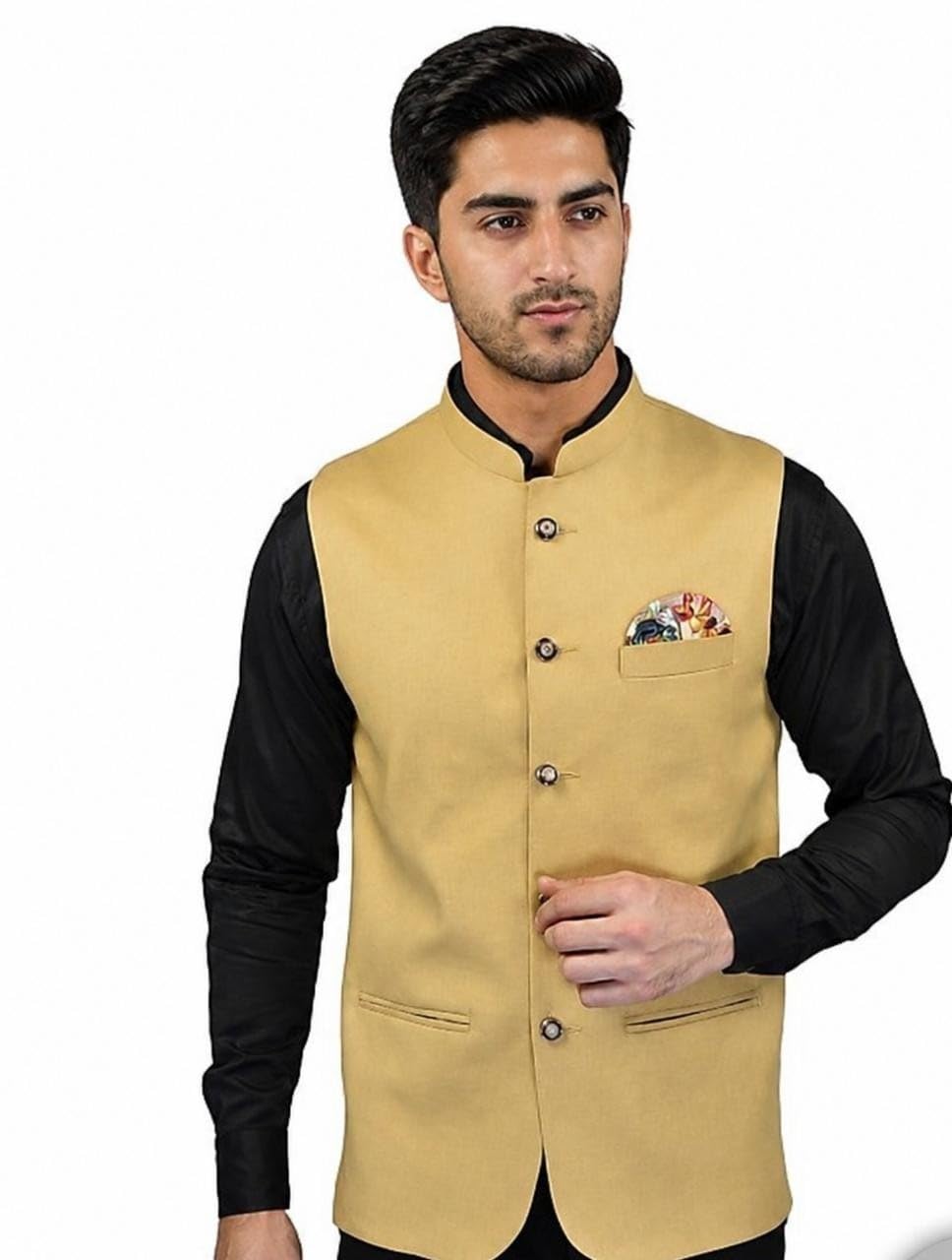 Men's Nehru Jacket Waistcoat, Beige,-image-39