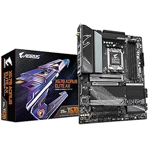 Gigabyte X670 AORUS ELITE AX ATX Motherboard - Supports AMD Ryzen 7000 Series CPUs (Socket AM5), DDR5 6000(OC), 2x PCIe 4.0 x16, 1x PCIe 3.0 x16, 1x M.2 PCI-E 5.0, 3x M.2 PCI-E 4.0, 2.5G LAN & Wi-Fi 6