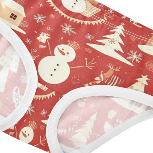 Girls' Hipster Triangle Panties Breathable Underwear for Kid Red Christmas Village in Sizes 2T,3T, 4T, 5T, 6Y and 8Y4