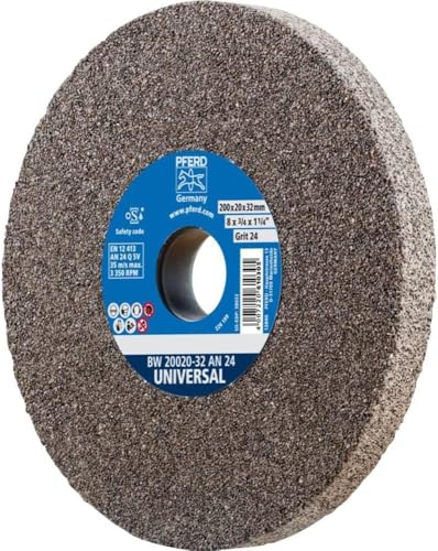 PFERD TOOLS Schleifbockscheibe UNIVERSAL, 200x20x32mm, A24, 39008418 – Harte Schleifscheibe für universelle Schleifaufgaben, mit Reduzierhülsen (25/20/16mm)
