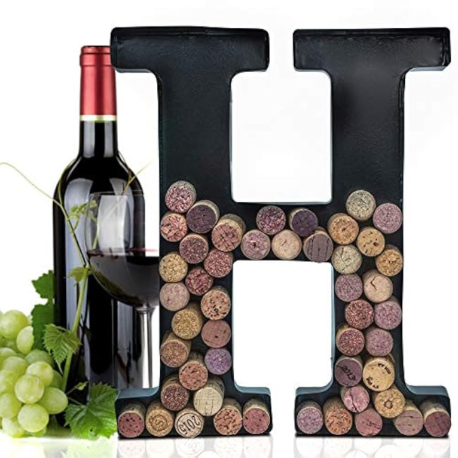 Made Easy Kit Metal Letter Wine Cork Keepsake Saver & Holder Monogram w/Free Wall Mount Kit A-Z (Letter L)