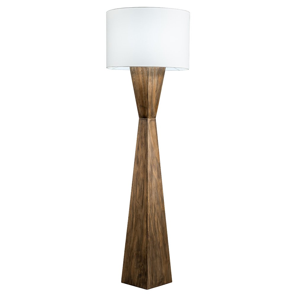 Espresso Geometric Wood Floor Lamp w/Natural Jute Shade