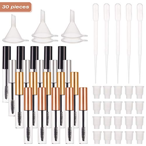 umorismo 20 Pcs 10ml Mini Mascara Tubes Empty Mascara Tube and Wand, DIY Mascara Container with Eyelash Wand, Inserts, Funnels for Castor Oil, Cosmetics Supplies - Image 7