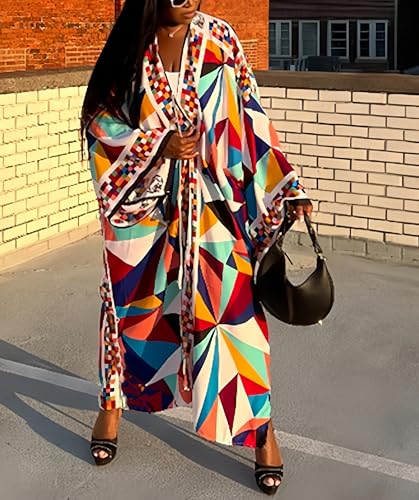 Image of Kimono Cardigan for Women Long Boho Satin Kimono Robes Plus Size Open Front Beach Swimsuit Cover Ups Lightweight Duster