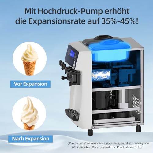 GSE Eismaschine Gastronomie 32L/Std. vorkühlend 2300W Speiseeisbereiter 12L Edelstahl Behälter Softeismaschine selbstkühlend Eiscreme Maschine mit Kompressor Eisbereiter für zuhause Eisdiele Gastro – Bild 3