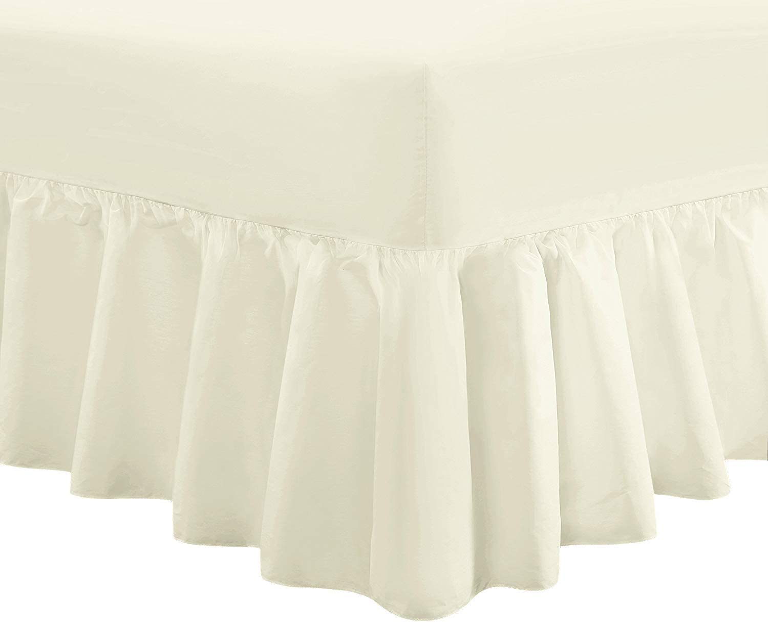 Ocean Nights Luxury Polycotton Fitted Valance Sheet 25cm Box Easy Care Frilled Valance Sheets Single Double King and Super King (Cream, King) — image 1
