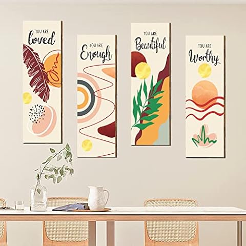 Boho Wall Decor, Bathroom Wall Decor Sign, Minimalist Hanging Wood Wall Painting, Wooden Wall Plaque, 23 x 6 x 0.2 inch Cover