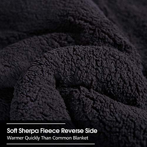 Jml Fleece Blanket 79"X 91", 3- Pieces Sherpa Blanket - Super Soft Warm, Korean Style Reversible Embossed Winter Borrego Blanket, Black #TOP30