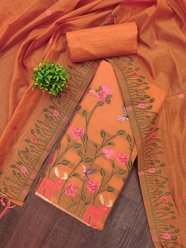 Image of DEVANGI Women's Jamdani Cotton Unstitched Suit & Dupatta Material
