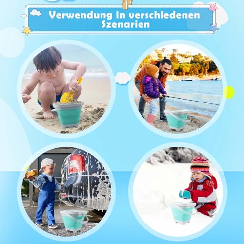 MOKIDO 11 Stück Sandspielzeug Strandspielzeug Kinder, Sandkasten Spielzeug mit Faltbarer Eimer, Sandspielzeug Set, Schaufel, Sandförmchen, Gartenspielzeug ab 1 2 3 4 5 Jahre Mädchen Junge Geschenke