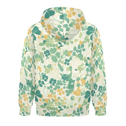 Seamless Made Shamrocks Happy St Unisex Kids Sweatshirts Long Sleeve Hoodies with Kangaroo Pocket2