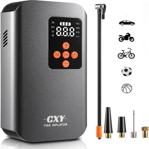 Cxy Electric Air Pump, 7,500 mAh, Large Capacity, Rechargeable, Bicycle Air Pump, Maximum Pressure, 150 PSI, LED Light, Car Air Compressor, Auto Stop, Air Pump, Digital, Car Pump, Compatible with