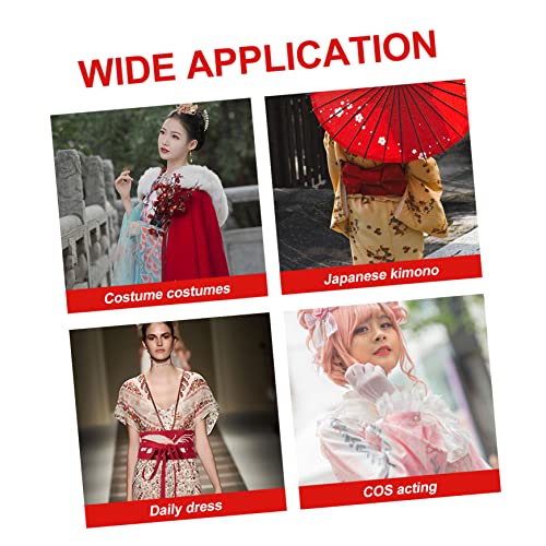 Hemoton Ethnic Style Women Waist Belt Japanese Kimono Obi with Embroidered Flower Pattern Braided Tassel Waistband for Traditional Kimono and Vintage Dress Accessories4