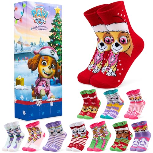 Get Trend Paw Patrol Skye Calendario de Adviento Calcetines 2025 con 24 Pares de Calcetines Divertidos Niña, 27–31, Ideal Como Regalo Original (Multi Skye)