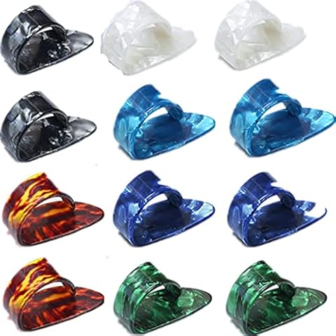 Voarge 12 PCS Thumb Picks, Celluloid Guitar Thumb Finger Picks, Thumbpicks Set For Acoustic Electric Guitar, 6 colors Cover