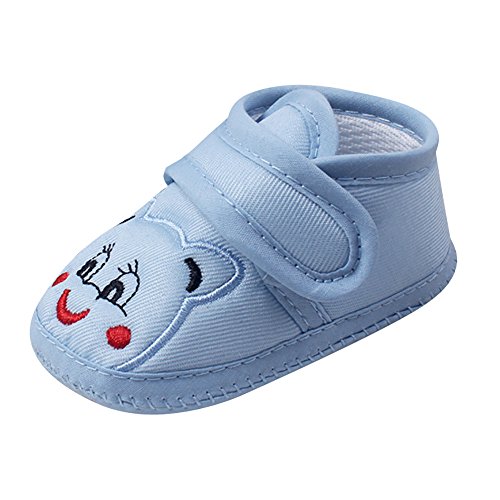 Newborn Baby Sneakers Infant First Walker Shoes Toddler Anti-Slip Soft Sole Socks Slippers (0-6 Month, Blue)