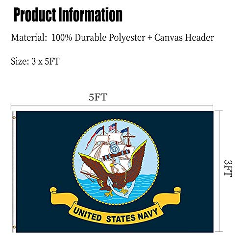 Navy Flag Outdoor 3X5 Double Sided Heavy Dut United States Navy Military Flag 3 Ply 200D Heavy Duty Polyester And Durable Canvas Header With 2 Brass Grommets Durable Usn Flags #TOP6