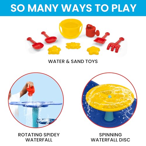 Image of Spidey and His Amazing Friends Water Table by Delta Children | 3-Tier Activity Water Play Table with 11-Piece Toy Set | Water Sensory Table + Beach Toys for Backyard for Toddlers Ages 2+, Blue