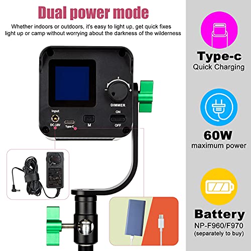 Weeylite 60W zweifarbiges LED Videoleuchte-Kit, Dauerlicht dimmbare 2800K-8500K (weiß+warm), Hohe Helligkeit Bowens… – Bild 6